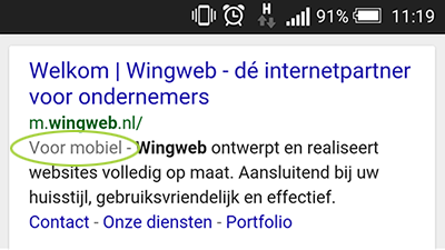 Mobiel vriendelijke website